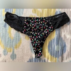 Like New Pink by Victoria’s Secret Lacy Christmas Print Thong - Size Medium
